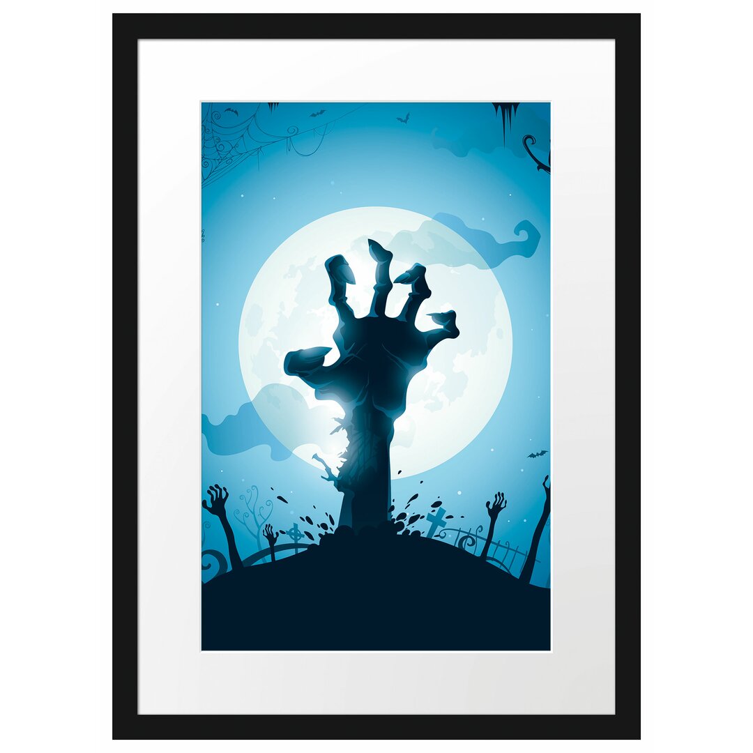 Gerahmtes Poster Gruselige Zombie Hand