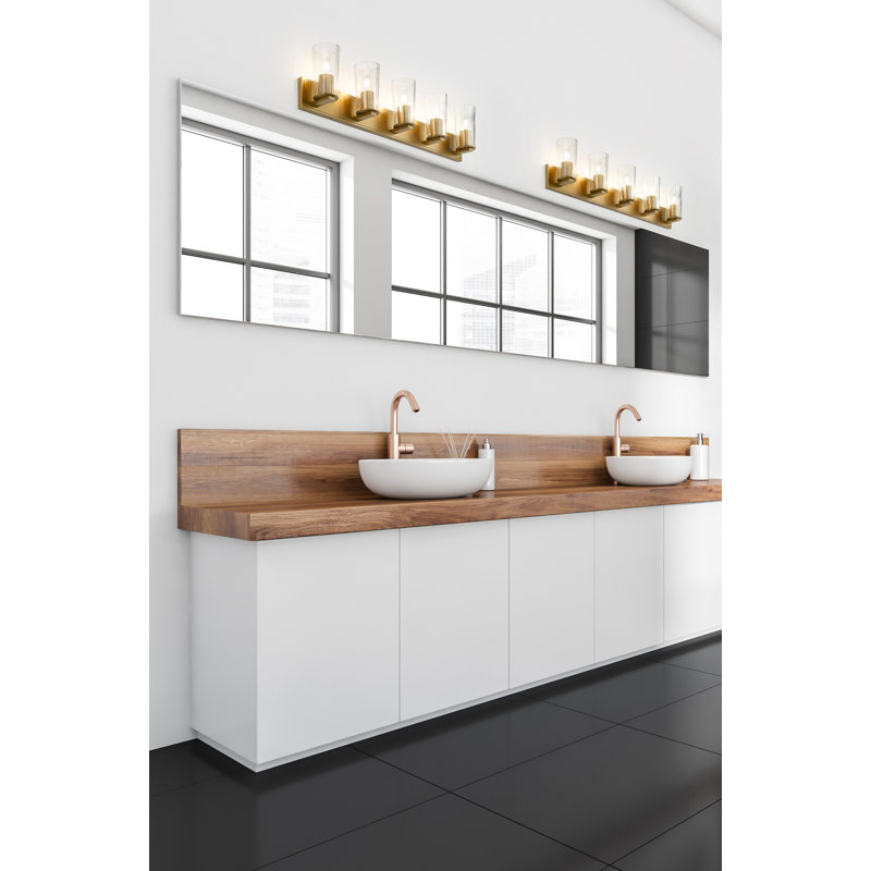 Meuble-lavabo 5 lumières Esma, Or