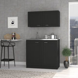Ashura 2-pc Kitchen Cabinet Set includes Countertop base unit and wall mounted Cupboard