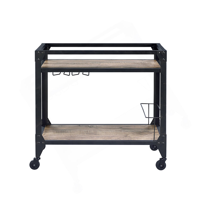 Mr Hua Versatile Rustic Oak And Charcoal Serving Cart With Multiple ...