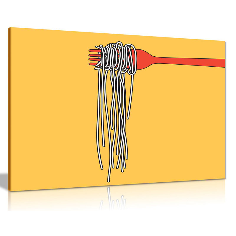 Restaurant Decor Pasta Fork Italian - Wrapped Canvas Print, 20cm H x 31cm W