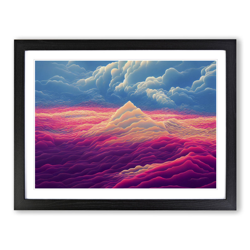 Lush Mountain - Single Picture Frame Print, Black, 34cm H x 46cm W x 2cm D
