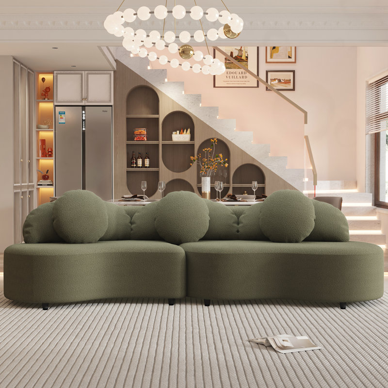Canapé modulaire en velours Lamb, Velours vert