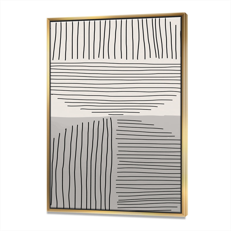 Minimal Geometric Lines and Circle VI - reproduction sur toile, Toile encadrée d'or, H 40 po x l 30 po x P 1,5 po