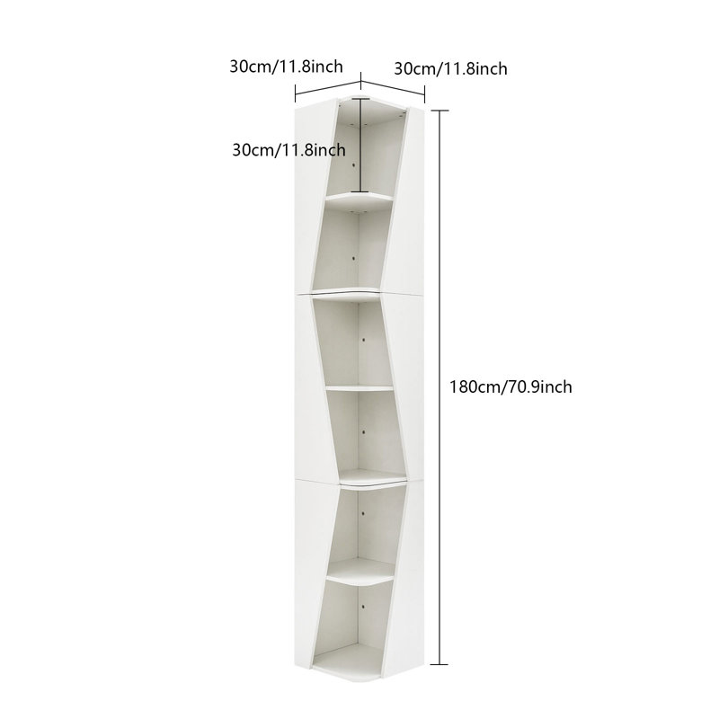 Bibliothèque de coin 6 niveaux, Blanc