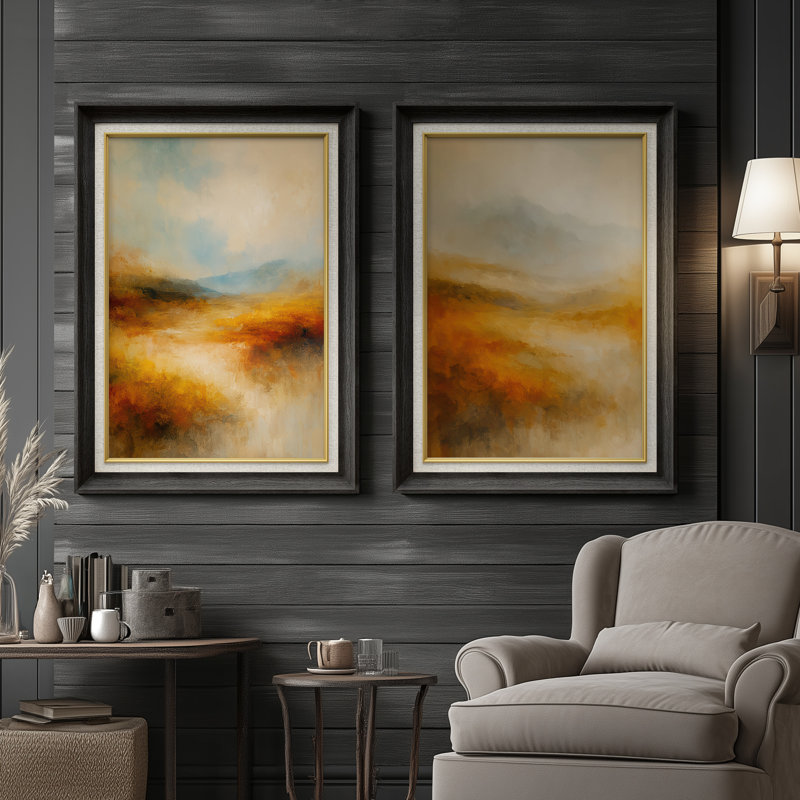 «Warm Warmed», ensemble de 2 impressions murales sur toile encadrées 26 po x 36 po, Noir