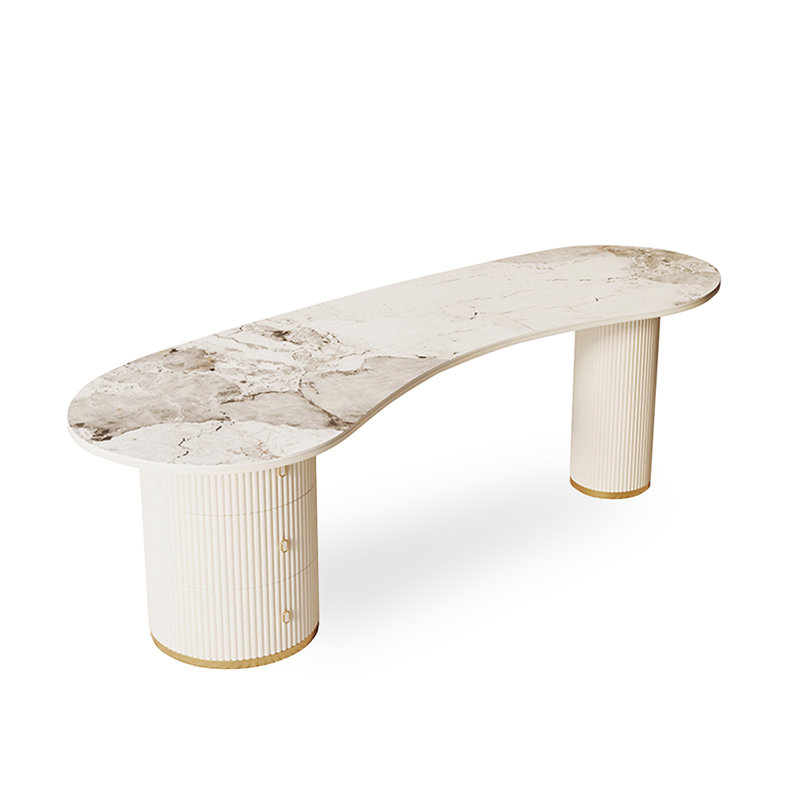 Bureau blanc Freeform Stone, H 29,5 po x l 78,7 po x P 27,5 po