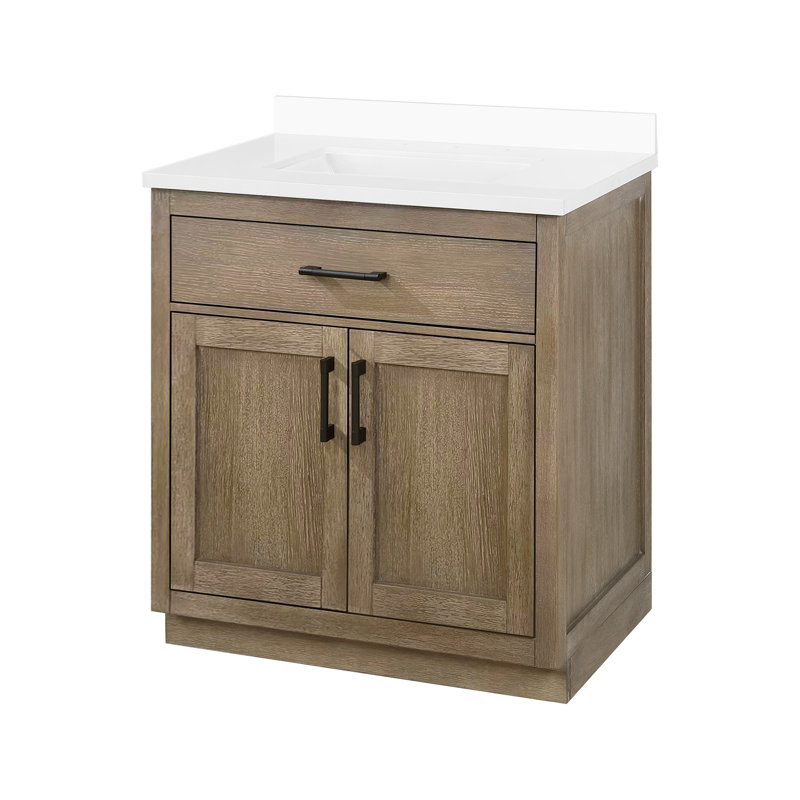 Meuble-lavabo simple 30 po avec comptoir de qualité supérieure OVE Decors Bailey, Chêne antique, Noir, noir, noir, noir