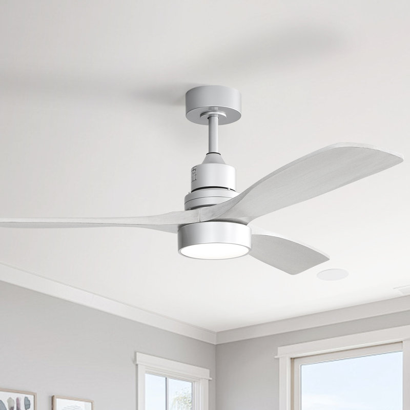 Ventilateur de plafond à DEL standard Kemp, Argent avec pales gris clair