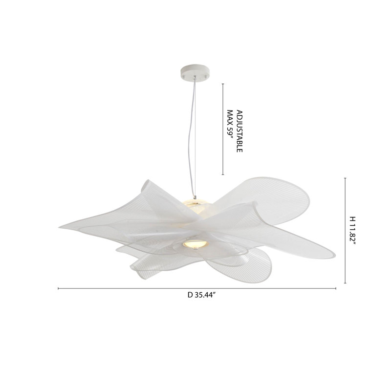 This Unique LED Chandelier Is In A White Finish. The Frame Is Made Out Of Metal, And The LED Bulb Is Integrated Into The Frame. The Adjustable Cord Link Makes This Fixture Suitable For Most Ceiling Heights.