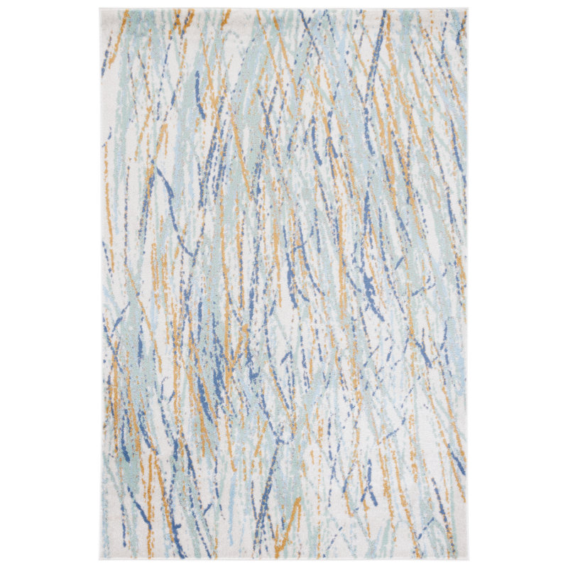 Pearsons Area Rug In Gold/Blue/Green, Rectangle 5'5" x 7'7"