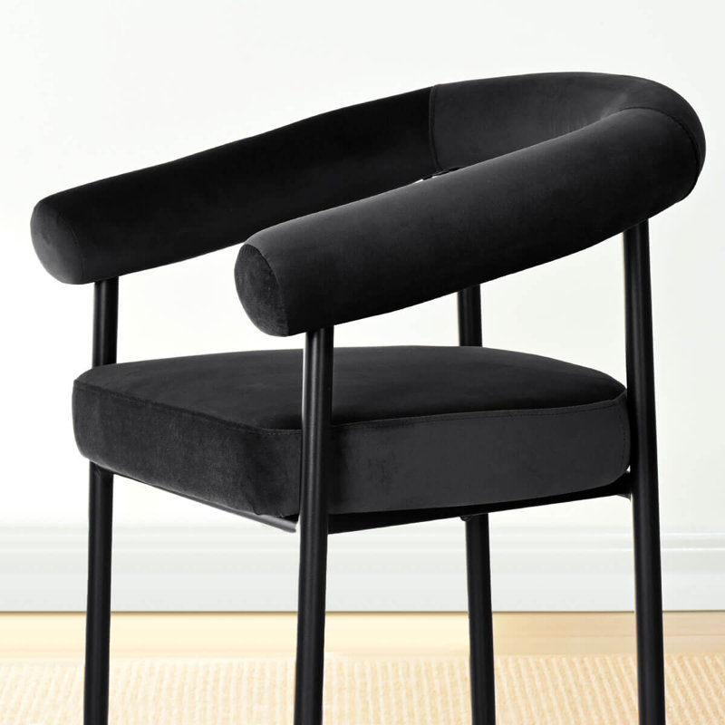 4 chaises de salle à manger en velours 4 pièces, Noir, noir, noir, noir