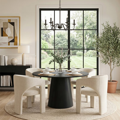 Ensemble de table de salle à manger 5 pièces pour 4 personnes avec chaises rembourrées en chenille