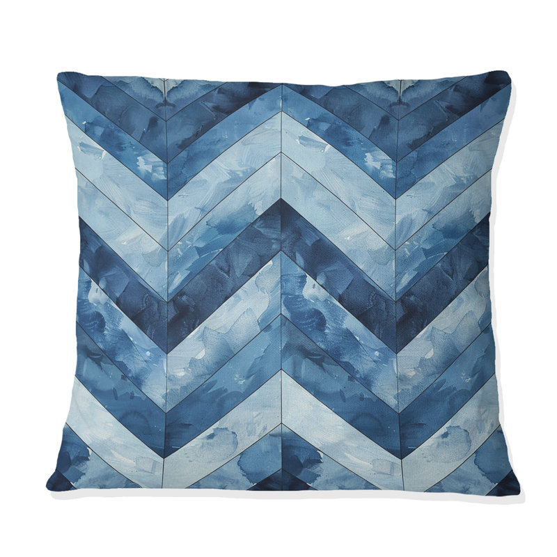 Motif de chevrons bleus Dreams I - Coussin moderne, H 18 po x l 18 po