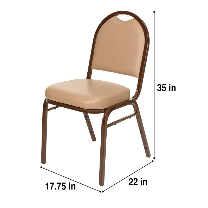 Celia Vinyl Stack Chair (2 Pack), Brown, French Beige