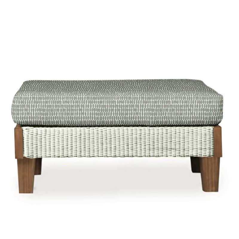 Catalina Outdoor Ottoman, Decorline Navy, Ivory