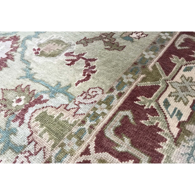 Wool Oriental Area Rug in Beige/Rust/Green