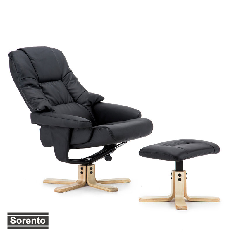 Hintz 77cm Wide Swivel Ergonomic Recliner, Black