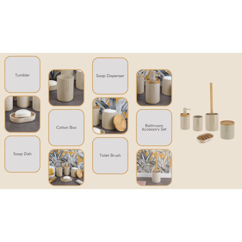 Gray Polyresin Soap Dish with Bamboo Insert