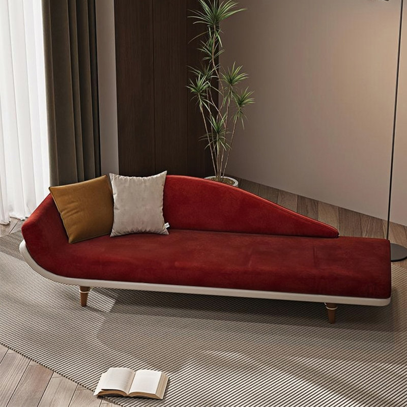 Chaise longue simple, élégante, décontractée, simple et moderne, Orienté à gauche (vu de face), Blanc cassé / rouge