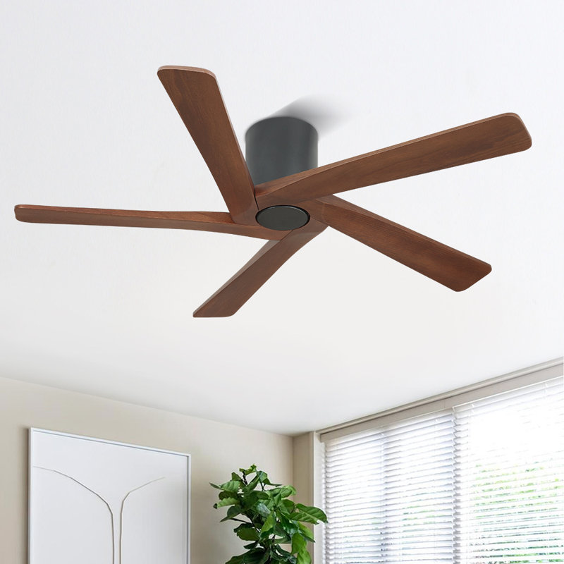 Ventilateur de plafond 48 po à 5 pales encastrées avec télécommande, Noir, Noir, 48 po de largeur