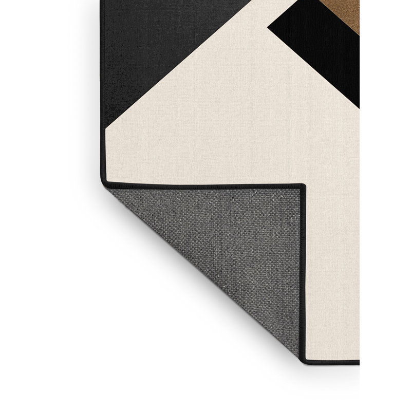 Tapis beige doux et moelleux à motif géométrique minimaliste Ealey, Carré 3 pi
