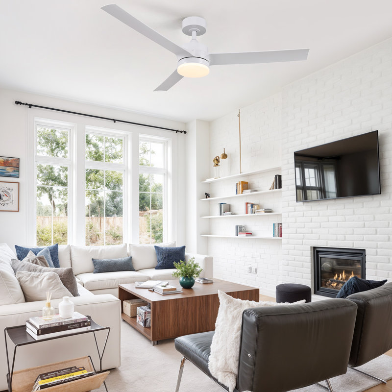 Brend 52'' Ceiling Fan with LED Lights, White