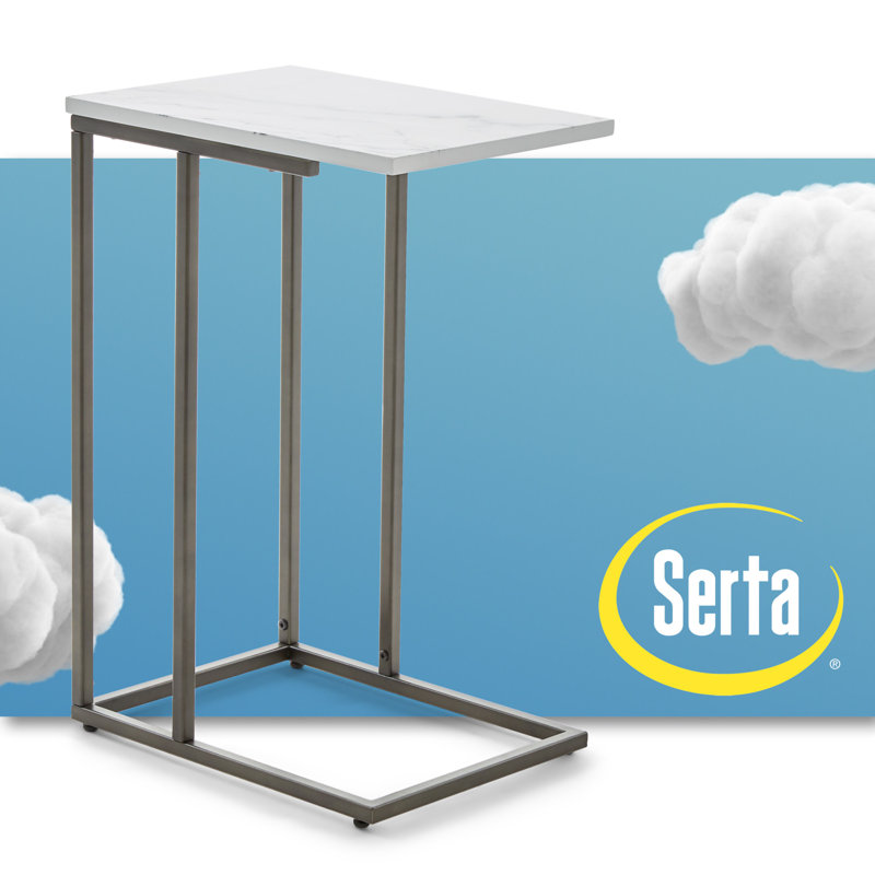 Table C moderne avec base en métal Serta Harton, Blanc