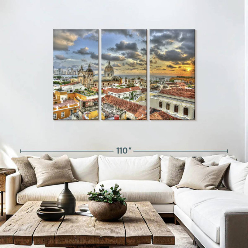 Sirci Cartagena au coucher du soleil, H 48 po x l 74 po