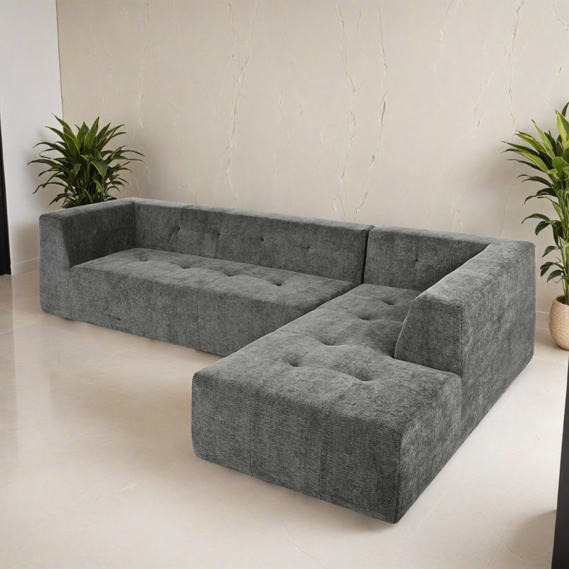 Canapé-lit modulaire 2 pièces pour salon, Gris chenille