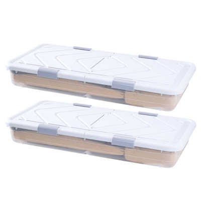 Rangement sous le lit avec roulettes, 39,8 po x 20,1 po x 5,9 po, paquet de 2, peut contenir des articles lourds, matériau, cadre de rangement à cadre amovible, protège les poignées latérales de la maison