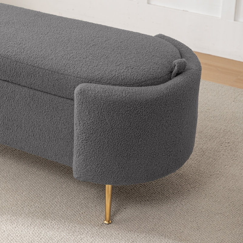 Banc de rangement rembourré Kaycey, Gris