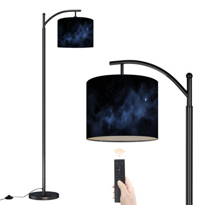 Arc Floor Lamp with Adjustable Lampshade night sky bright stars blue Standing Lamp 3 Color Temperatures Dimmable Tall Pole Lamp with Foot Switch for Bedroom
