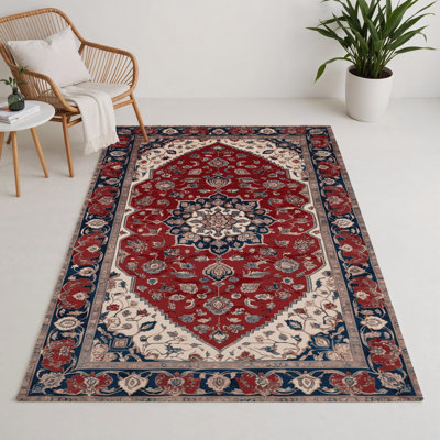Tapis d'intérieur et d'extérieur rouge Persian