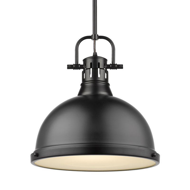 Luminaire suspendu dôme en acier à intensité variable 1 lumière Calico, Noir mat, Noir mat