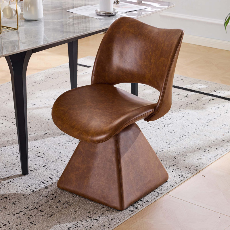 Chaise de salle à manger pivotante moderne avec dossier haut confortable, Brun