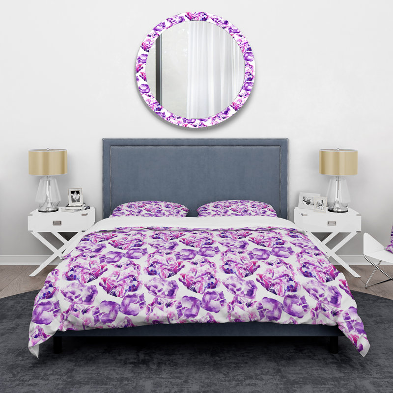 Ensemble de housse de couette moderne en polyester microfibre Rerry Magic Purple Crystals II