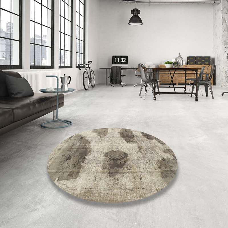 Tapis contemporain gris, Rond 4 pi