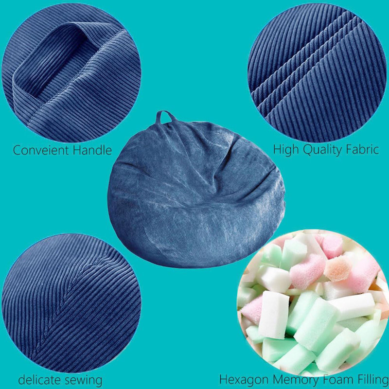 Chaise Nean Bag standard, Sergé de coton bleu foncé