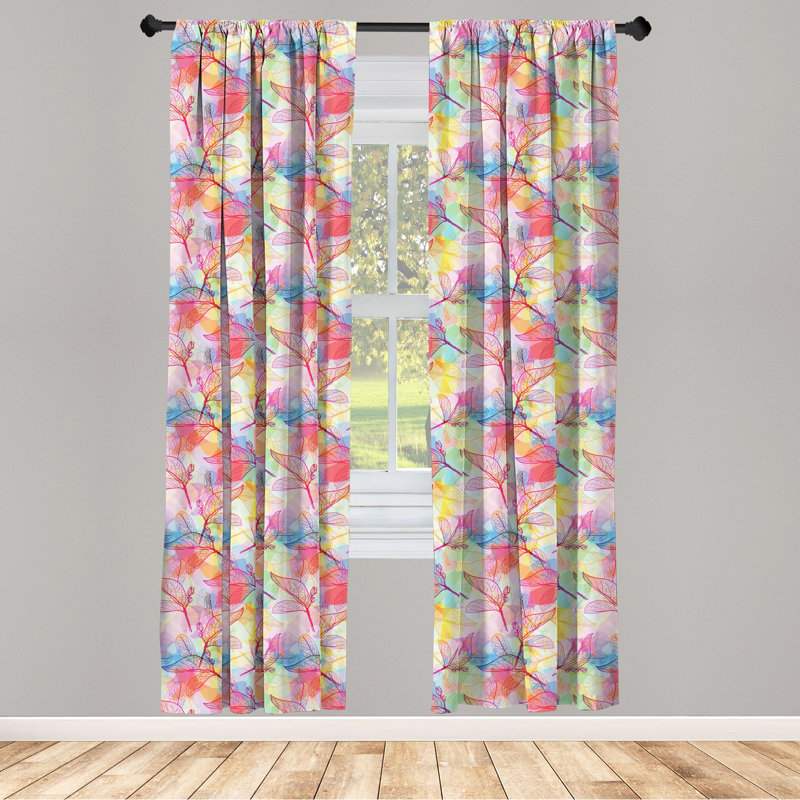 Floral Semi-Sheer Rod Pocket 2 Curtain Panels, 28" x 95"