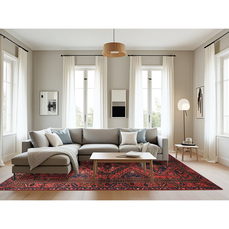 Tapis rouge / noir Southwestern, Rectangle 8 pi x 12 pi