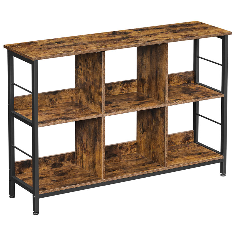 Westbroek 80cm H x 120cm W Etagere Bookcase, Rustic Brown/Black, (2 Shelves) 31.5" H x 47.2" W x 13" D