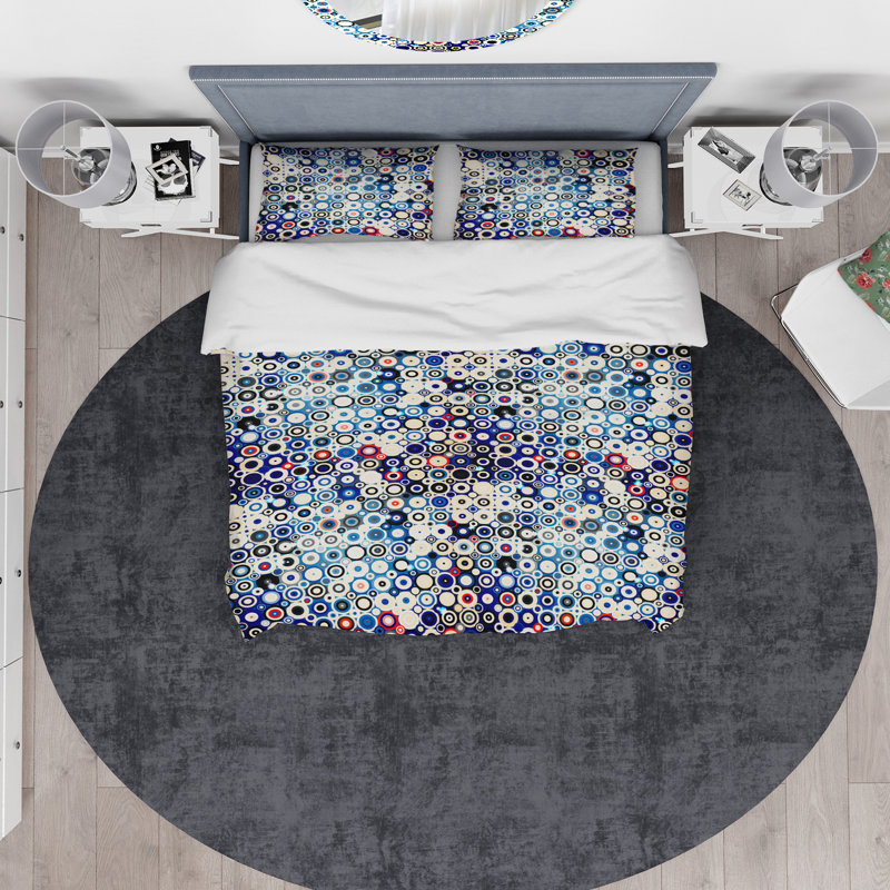 Ensemble de housse de couette en style disco designart étoiles et points rétro