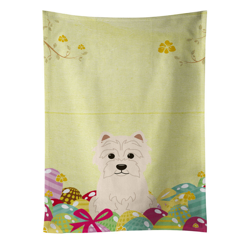 Serviette à thé westie pâques œufs