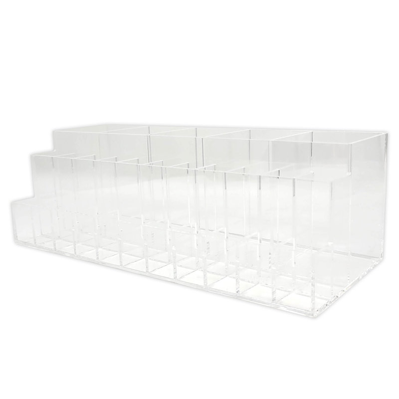 Acrylic Brush and Lipstick Organizer Tray with 5 Big and 22 Small Storage Slot for Cosmetics Display