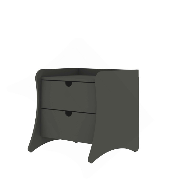 Coney 20" Nightstand in Charcoal Gray (2-Drawer), Charcoal Gray