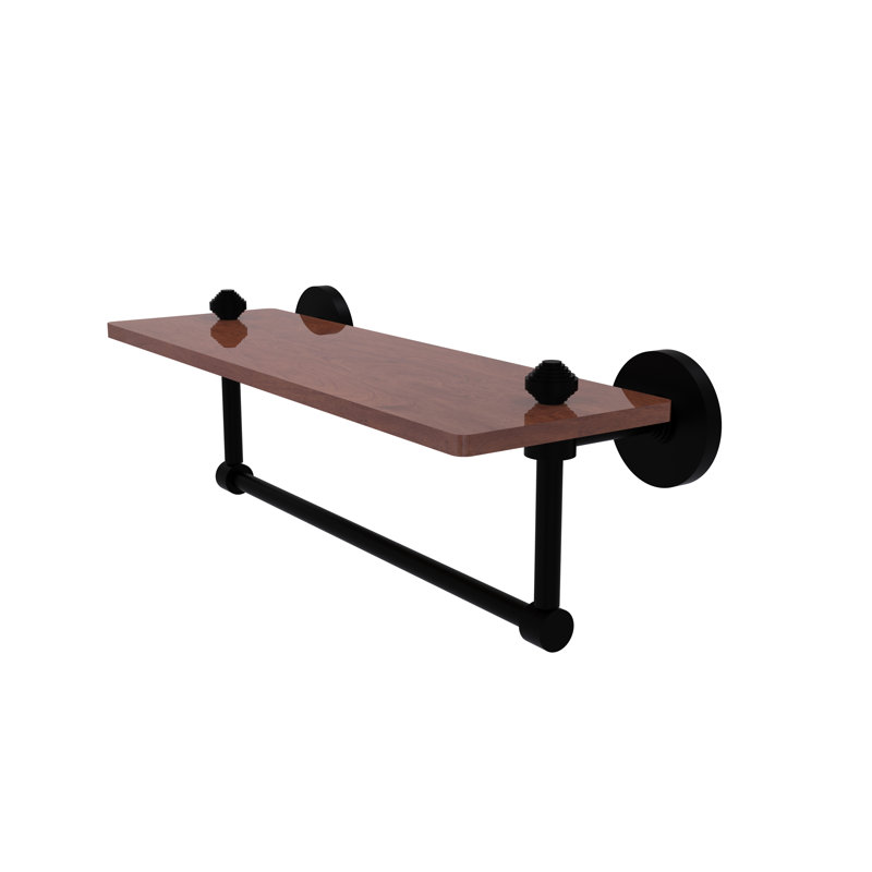 Tablette avec barre à serviettes Trond Ironwood, Noir mat, H 5 po x l 16 po x P 5 po