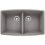 Performa Silgranit 33" L x 20" W Double Bowl Granite Composite Undermount Kitchen Sink