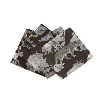 Leopard Walk Cotton Sateen Cocktail Napkins