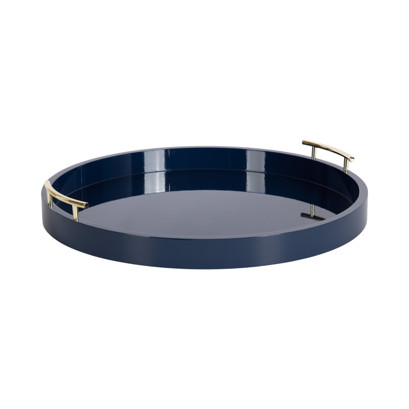 Plateau Norvan, Bleu marine/doré, H 3,25 po x l 21,75 po x P 21,75 po